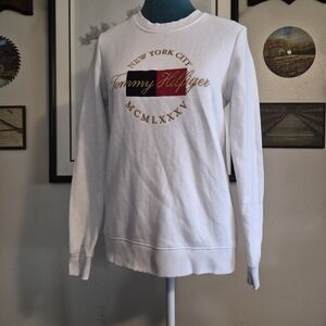 Tommy Hilfiger White Cable Knit Crewneck Sweater XS